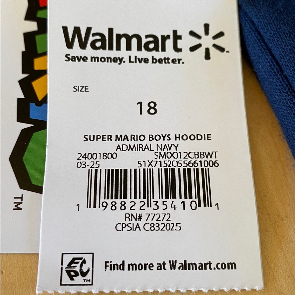 Nintendo Super Mario Navy Blue Hoodie NWT - Picture 9 of 9